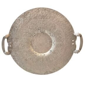 Vintage Hammered Aluminum Platter by Continental – Leaf Handles – Pattern 520